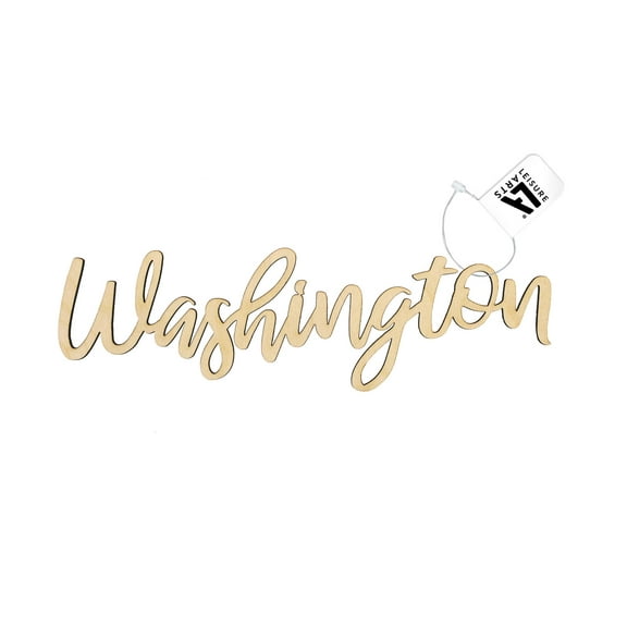 Leisure Arts Unfinished Wood Words - 9.5" X 3" - Washington Wood Cutout Word Cutouts For Crafts Wooden Words For Crafts Wooden Cut Out Letters Laser Cut Medium Size