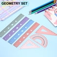 thumbnail image 4 of Uxcell Geometry Set, 6 Inch Aluminum Ruler & 2 Triangles, Metal Protractor Ruler Math Drafting Measuring Tool, Gradient Pink, 4 of 7