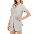 thumbnail image 6 of Women Pajamas Set Notch Collar Soft Sleepwear Pjs Comfort Summer Pocket Short Sleeve Button Down Nightwear with Short Pants, 6 of 6