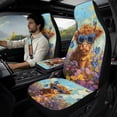 thumbnail image 3 of Xoenoiee Highland Cattle Butterfly Daisy Flower Print Car Seat Covers Set with Universal Seatbelt Pads and Car Armrest Cover, Faux Leather 5pcs Auto Accessories for Most Vehicle, 3 of 7