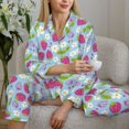 thumbnail image 4 of Wukai Strawberry And Flowers Print Women's Pajama Set - Soft Long Sleeve Sleepwear for Comfort and Style-Medium, 4 of 9