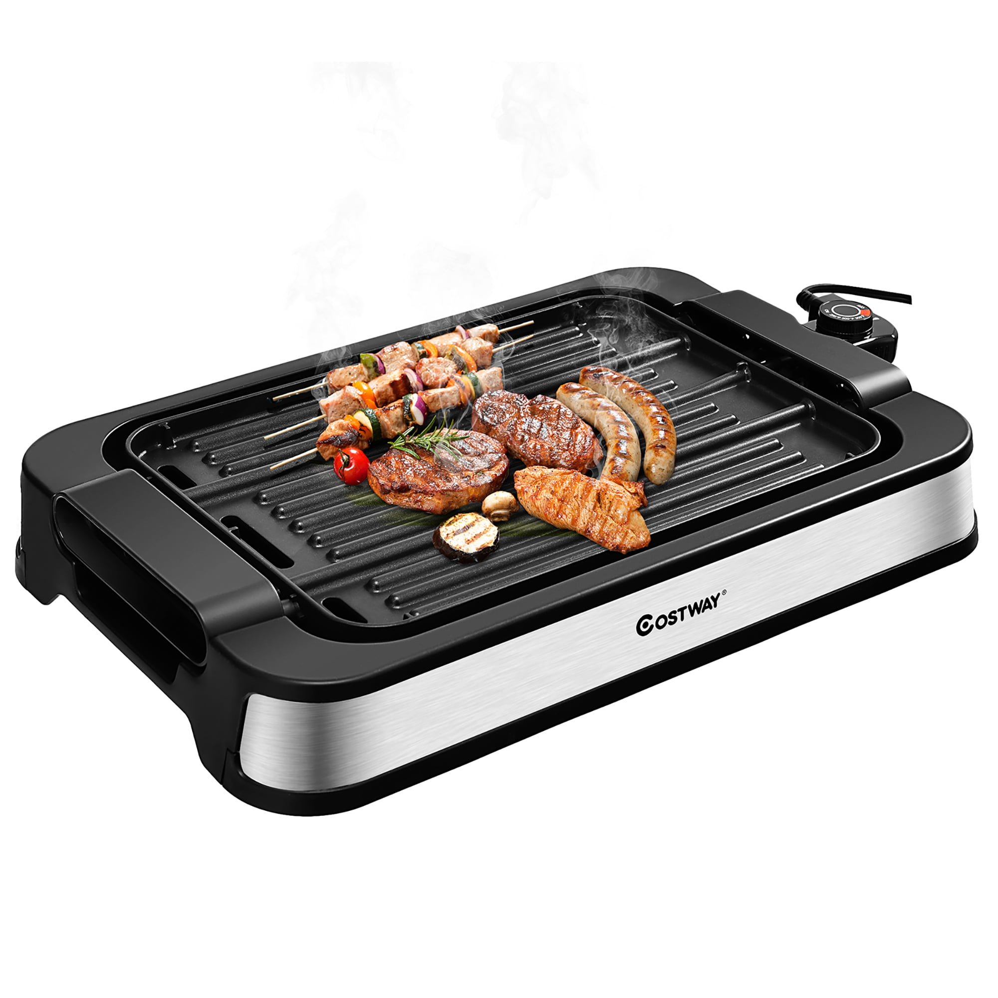 Electric BBQ Grill,Smokeless Indoor Coated Griddle Pan,10 inch Round Nonstick Plate Portable, Medical Stone Coating Easy Cleaning,Grilling Surface