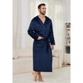 thumbnail image 2 of U2SKIIN Mens Hooded Fleece Robe，Plush Lightweight Soft Spa Bathrobe for Men (Navy, L/XL), 2 of 4
