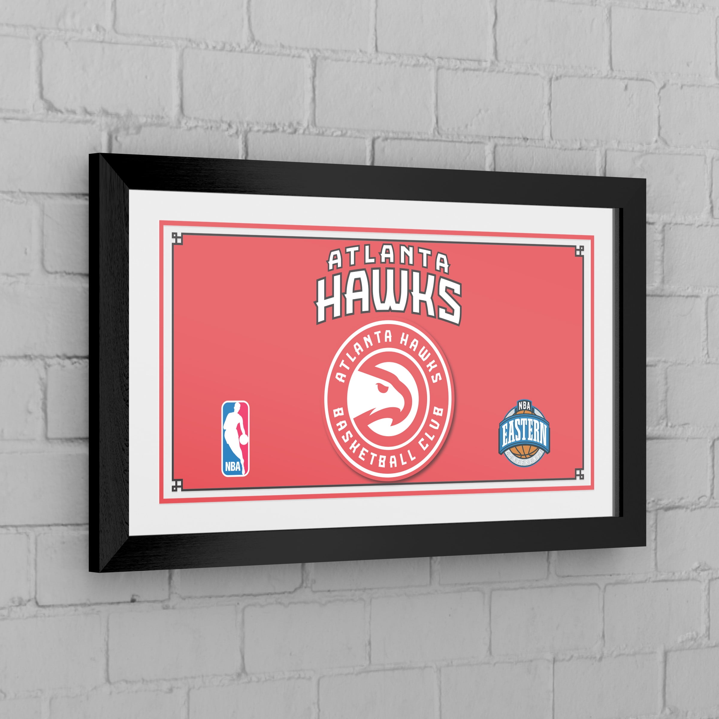 Atlanta Hawks Logo Ready-To-Hang Black Framed Wall Mirror