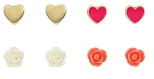 Young Women's Wonder Nation mulit color 21 Pack Stud Earring Set featuring Butterflies, Love, and Hearts.