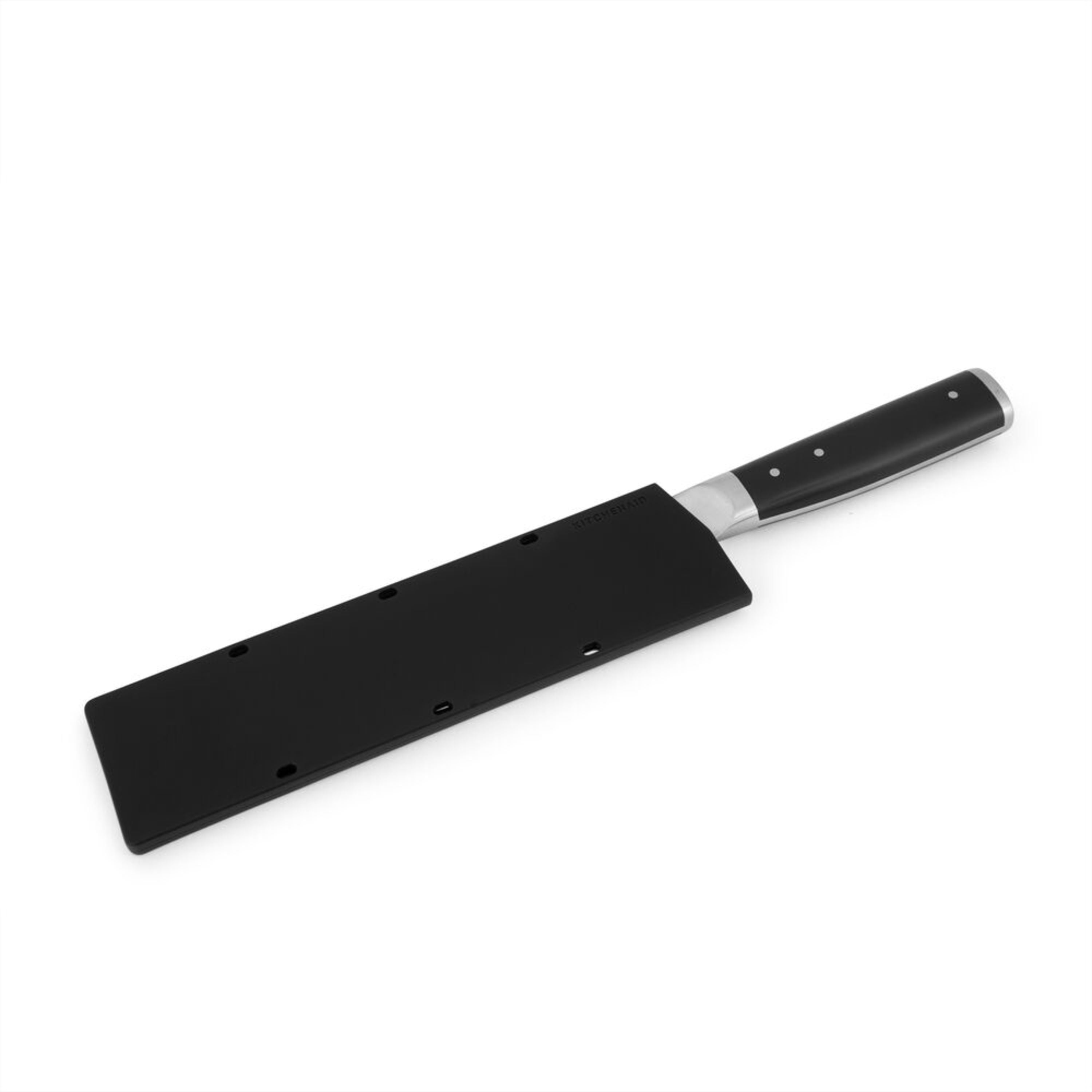 Kitchenaid Gourmet Forged Tripe-Rivet Santoku Knife with Blade Cover, 7-inch, Black