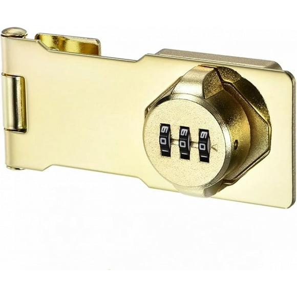 Household Cabinet Password Lock Hasp Locks Combination Latch with 3 Digit Password Security Latch Lock Anti-Theft Keyless Latch Lock (Gold)