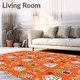 thumbnail image 2 of ODIKA 3'x5' Machine Washable Non-Slip Area Rug, Gingerbread Village Scene Festive Entry with Cookie Houses High Traffic Rug, Orange, 611607, 2 of 7