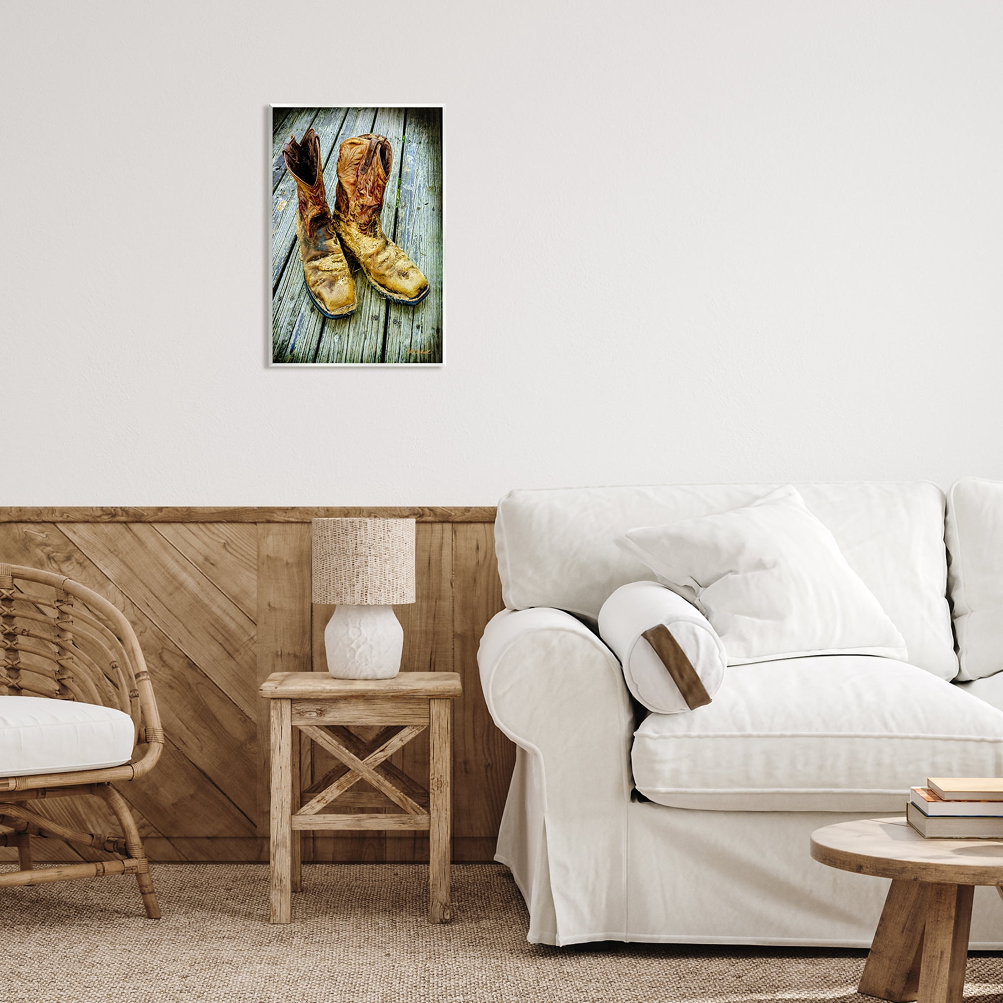 Stupell Industries Old Work Boots Photography Beauty & Fashion Photography Unframed Art Print Wall Art, 13 x 19