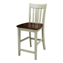 International Concepts 24" Wood Slat Back Counter Height Stool in Antiqued Almond/Espresso