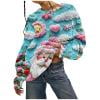 thumbnail image 2 of asdoklhq V Neck Sweaters for Women's Warm Double-sided Velvet Christmas Print Pullover Long Sleeved Shirt Light Blue 4X, 2 of 6