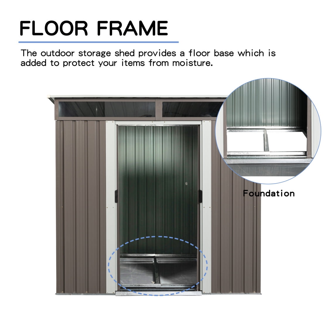 6 x 5 FT Outdoor Storage Shed, Metal Garden Shed with Floor Frame, Tool Shed Outdoor Storage with Lockable Sliding Doors & Window & Air Vents, Storage House Waterproof for Backyard, Lawn