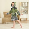 thumbnail image 4 of FORMRS Niños Bathrobe Unisex Hooded Robe Soft Plush Pajamas Sleepwear, Size 2-3T, Gray Floral, 4 of 7