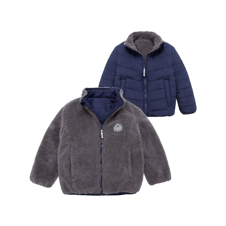 Rokka&Rolla Boys' Reversible Sherpa Fleece Jacket Puffer Coat