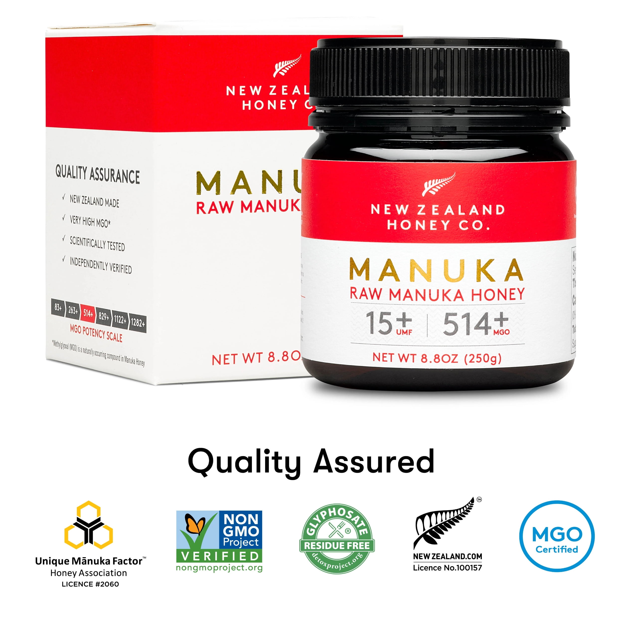 New Zealand Honey Co. Raw Manuka Honey UMF 15+ | MGO 514+ 8.8 oz