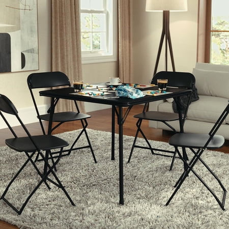 Folding Card Table - Black Foldable Card Table Square - Portable Table with Collapsible Legs