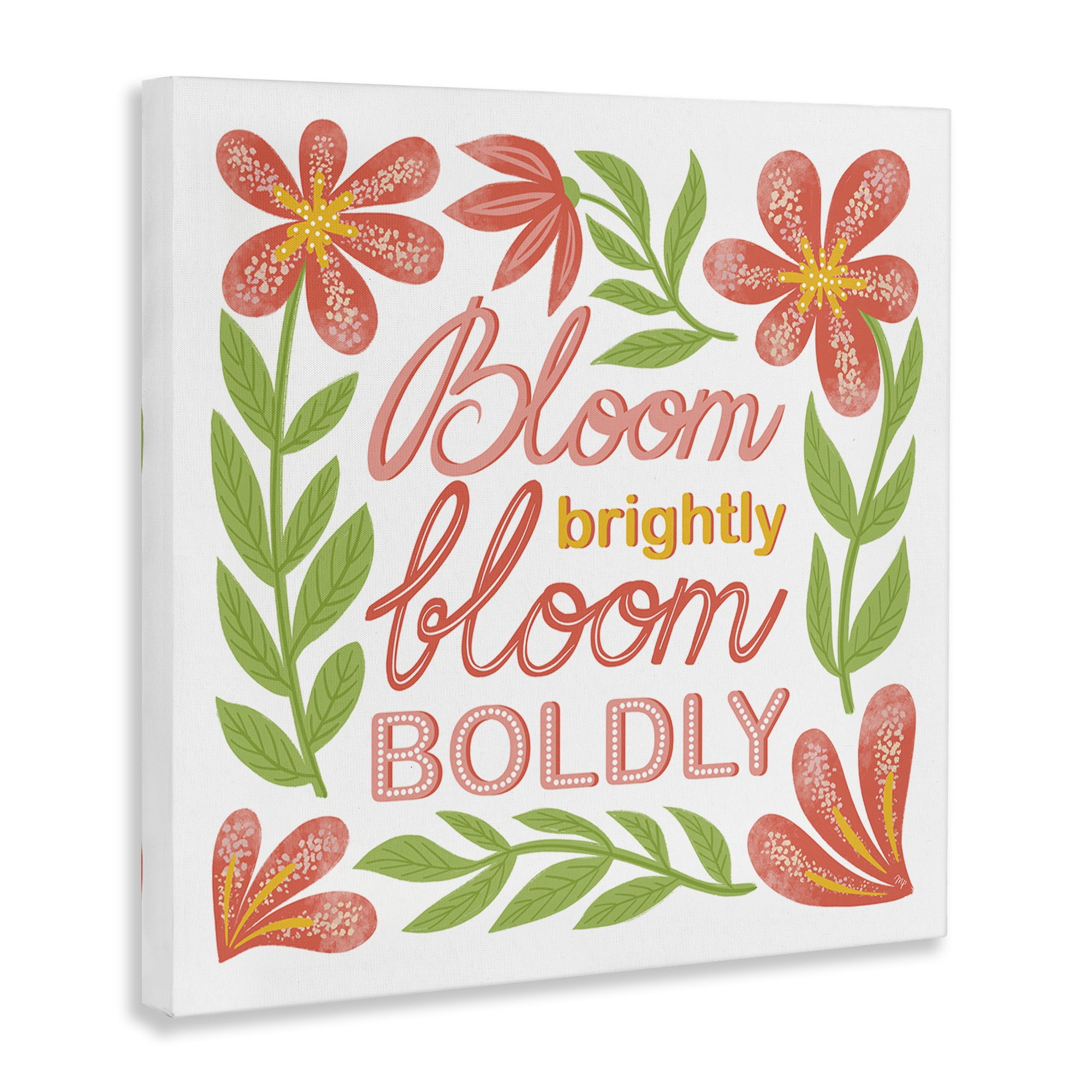 Stupell Industries Bloom Brightly Flower Border Plants & Flowers Painting Wrapped Canvas Art Print Wall Art, 24 x 24