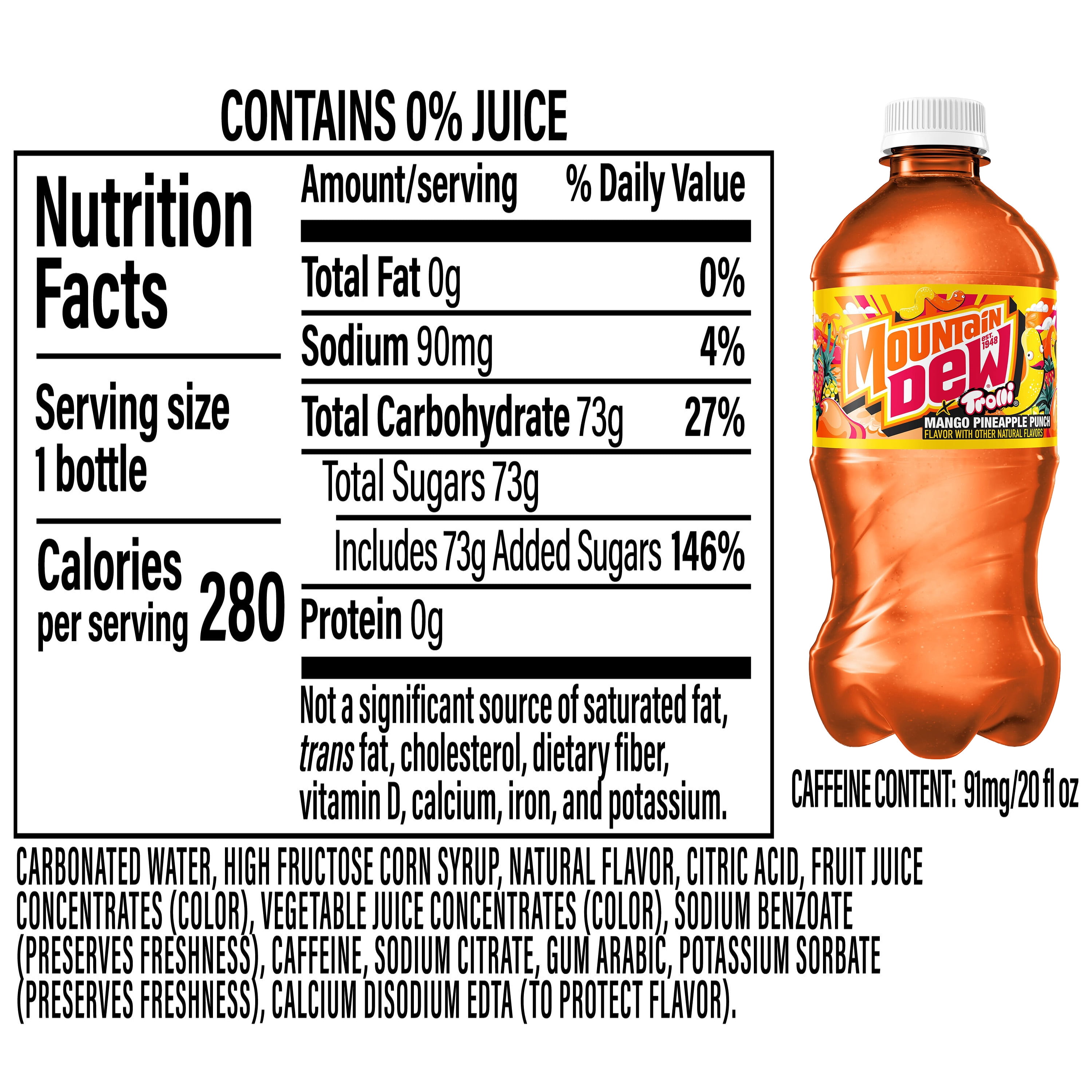 Mountain Dew x Trolli Mango Pineapple Punch 20 fl oz, 1ct Bottle
