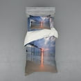thumbnail image 1 of Landscape Duvet Cover Set, Sunbeams and Old Bridge at Pilai Beach Sunset Thailand Tropical Seascape Picture, Bedding Set with Shams and Fitted Sheet, 3 Sizes, by Ambesonne, 1 of 3