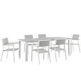 thumbnail image 2 of Modway Maine 7 Piece Outdoor Patio Dining Set in White Light Gray, 2 of 7