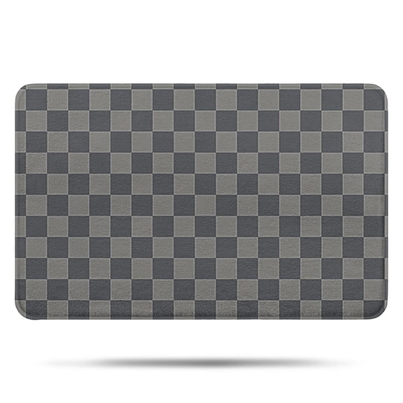 Dark Gray and Light Gray Checkered Pattern Bathroom Rugs Mat,Non Slip Microfiber Bathroom Rug,Rubber Backing,Soft Bathroom Mats for Bathroom Floor,Tub and Shower,17x27in(43x68cm)