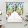 thumbnail image 2 of Swag Valance Curtains for Windows, Coastal Tropical Light Filtering Kitchen Curtains with Rod Pocket, Palm Tree Starfish Shell Flower Gnomes Window Treatment Valances for Living Room, 36x45 - 2 PCS, 2 of 9