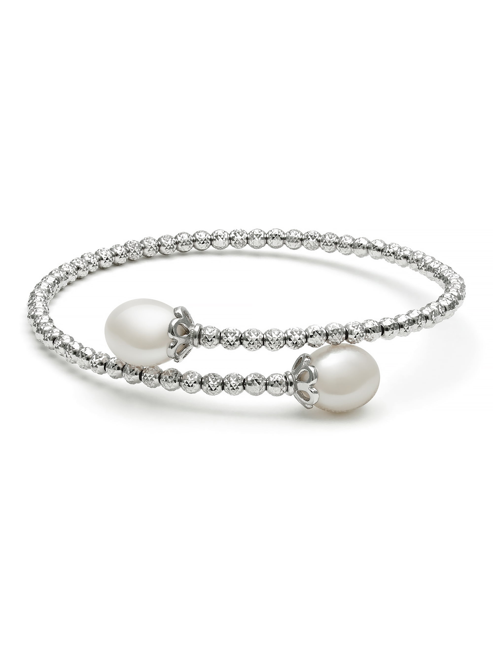 Pearlzzz - Cultured Freshwater Pearl and Sterling Silver Faceted Bead ...