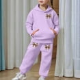 thumbnail image 5 of WMQPNNS Girls Sweatsuit Set Wide Leg, Boys 2 Piece Sweatsuits Drop Shoulder Hoodie and Soft Sweatpants Casual Outfit Sportwear Outfit, for Age 6-7 Years, Light Purple, 5 of 8