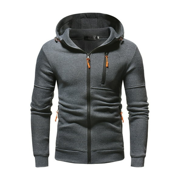 KIHOUT Hoodies Men's Fashion Printed Sports Sweater Hooded Long Sleeve Zipper Pocket Sports Casual Top Coat DY/XL