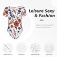 thumbnail image 6 of Rateoe Red Blue Leaves Printed Women Rash Guard Short Sleeve,Tummy control Swimsuit Surfing Swimsuit Bathing Suit Short-sleeved Onesie UPF 50+, 6 of 6