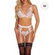 thumbnail image 1 of Ropa interior de encaje sexy para mujer Ropa de dormir Liguero Ropa de dormir Lencería, Blanco, M Monstrate XX000105-05, 1 of 7