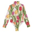 thumbnail image 3 of joogoo Tulip Floral Women's Mock Turtle Neck Long Sleeve Bodysuit S, 3 of 8