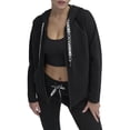 thumbnail image 1 of Sudadera con capucha DKNY para mujer, logotipo, cordón, cierre completo, color negro, talla S, 1 of 5