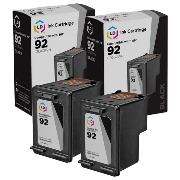 LD Products Compatible Replacement Ink Cartridges for HP C9362WN (HP 92) Black (2 Pack)
