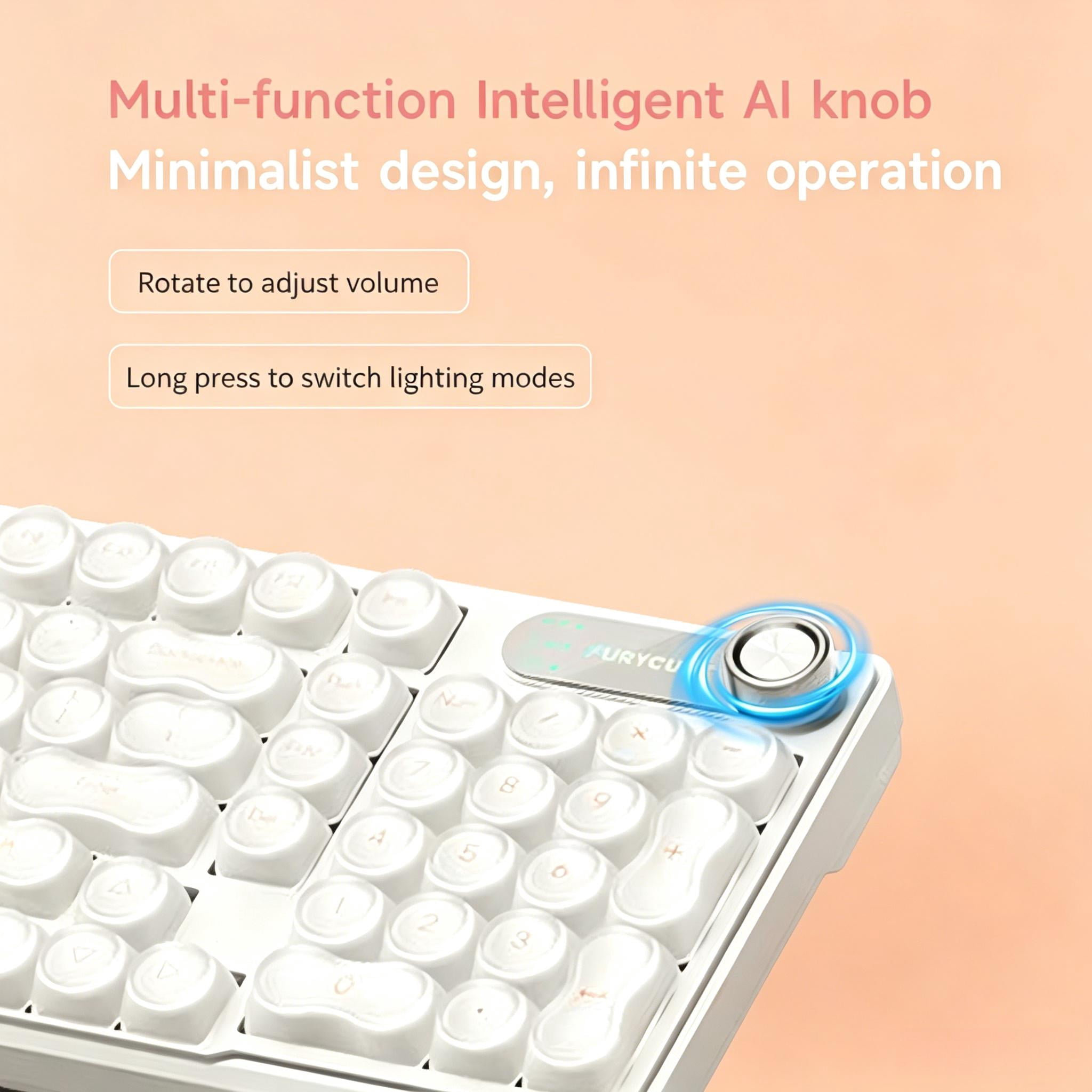 Rechale IP98 Foundation Mechanical Feel Keyboard, 98-Key Compact Wired Keyboard, IPX8 Waterproof Front Printed RGB Keycaps, Cute Makeup Style (Pink White)