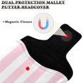 thumbnail image 3 of Haosy Pale Pink and White Striped Golf Mallet Putter Cover Strong Magnetic Leather Golf Club Headcover Closure, 3 of 7