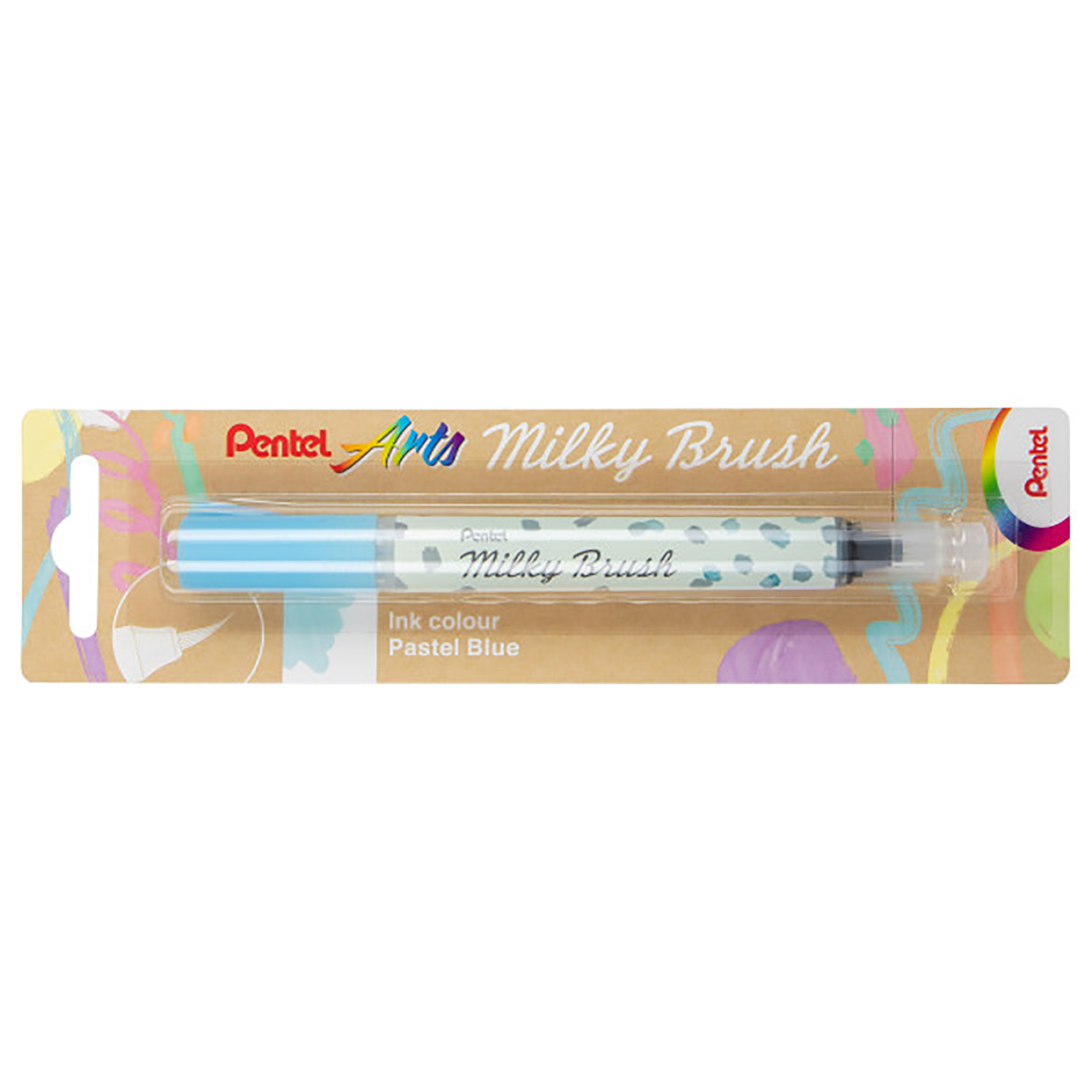 Pentel Arts Milky Brush Pen, Pastel Blue Ink, Pack of 3