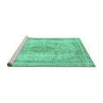 thumbnail image 2 of Ahgly Company Machine Washable Indoor Square Abstract Turquoise Blue Modern Area Rugs, 6' Square, 2 of 4