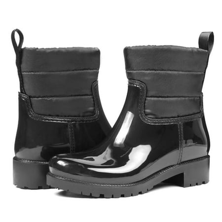 DKSUKO Women s Rain Boot Mid Calf Waterproof BootsComfort Women Ankle Boots Lightweight Snow Boots For Working In GardenLadies Outdoor Work Shoes6 Black