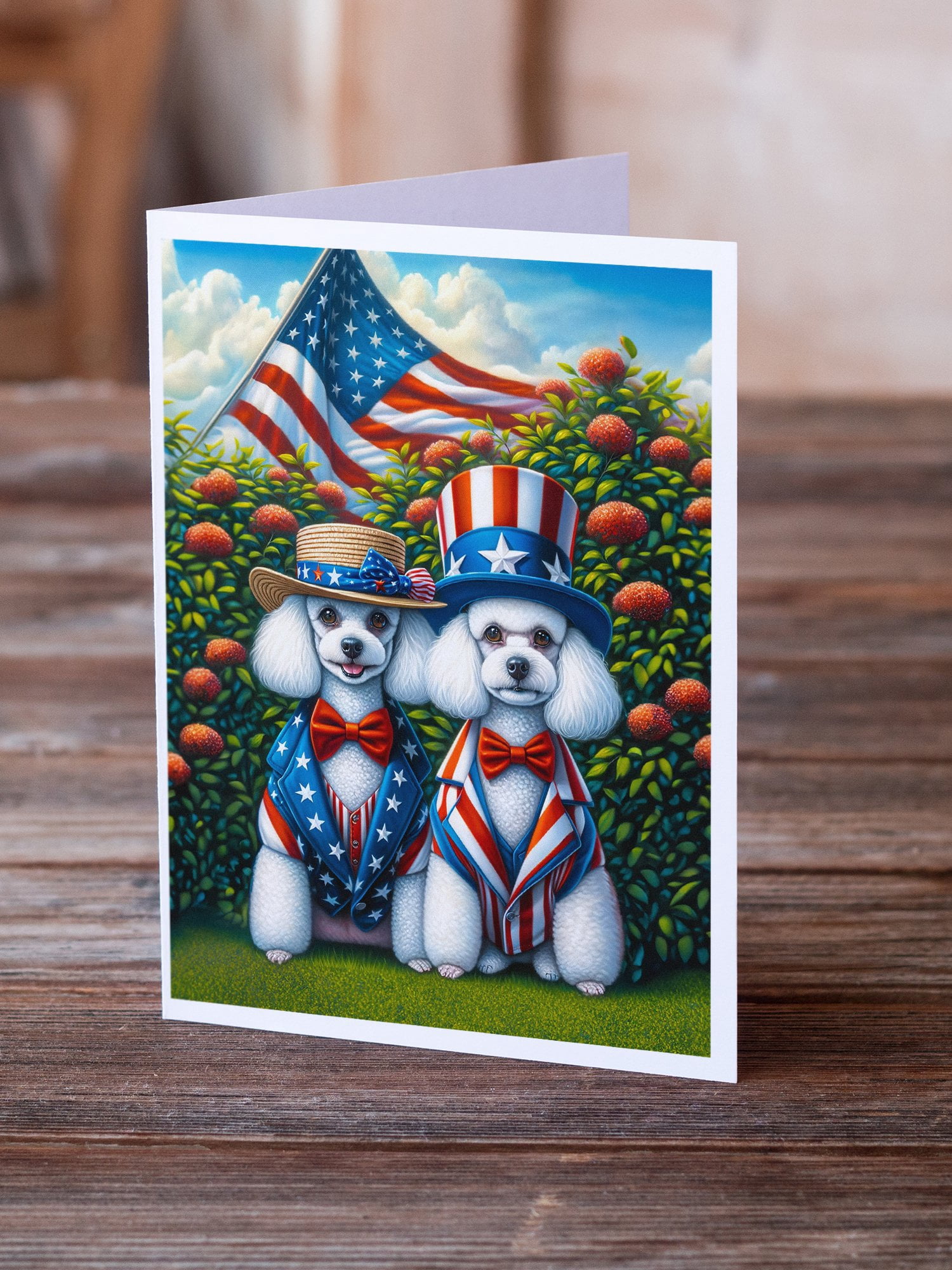All American Poodle Greeting Cards Pack of 8 7 in x 5 in