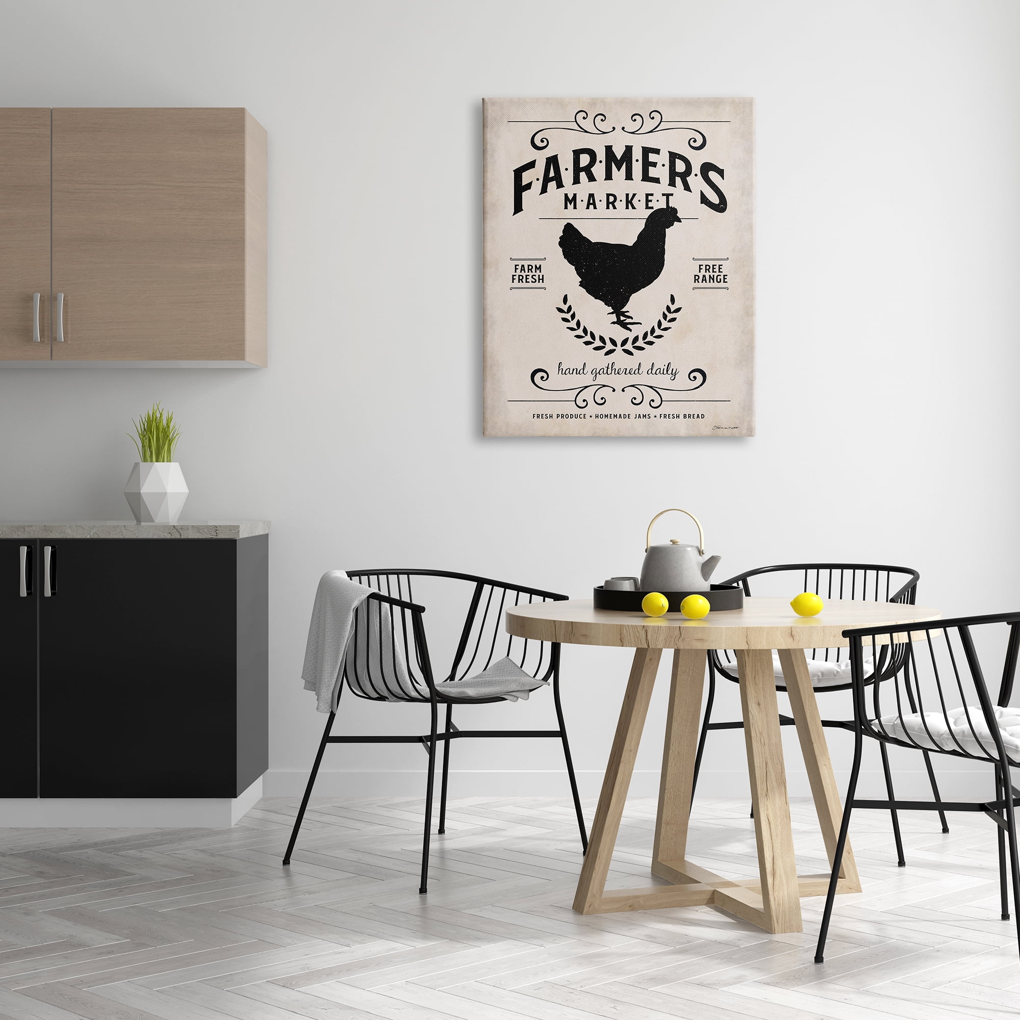 Stupell Industries Farmers Market Rooster Animal Rustic Textured Word Design Canvas Wall Art by Stephanie Workman Marrott
