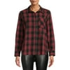 Time and Tru Women's Plaid Button Front Shirt