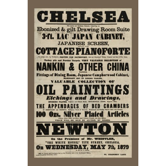 Print: Chelsea, The Nearly New Handsome Contents, Comprising An Ebonized