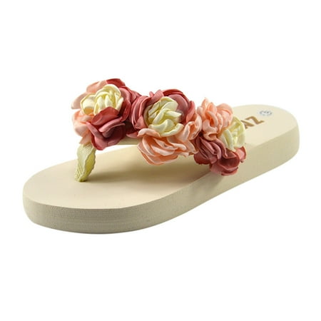 

asdoklhq Womens Shoes Clearance Under $20 All-purpose Hermitage Flower-cake Camelli Slippers Shoes