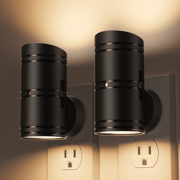 LED Night Lights Plug into Wall, Dimmable 0-100LM Night Light with Dusk to Dawn Sensor, 3000K Soft White Plug in Night Light for Bedroom, Hallway, Bathroom, Stairs, 2 pack