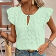 thumbnail image 7 of Oplxuo Womens Summer Sleeveless Tank Tops Crewneck Ruffle Sleeve Eyelet Shirts Blouses, 7 of 7