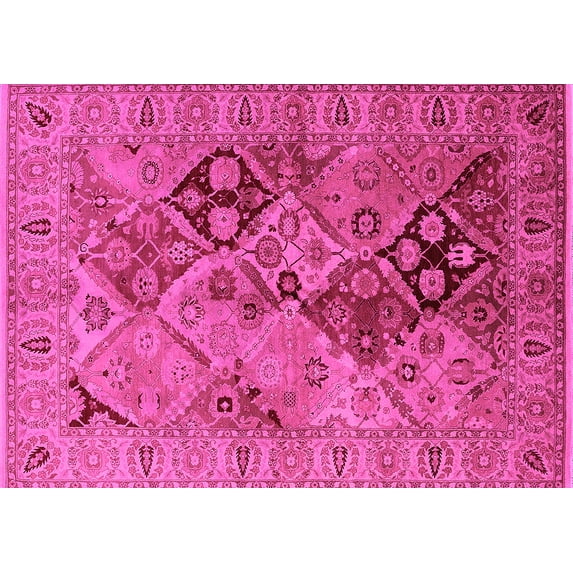 Ahgly Company Indoor Rectangle Oriental Pink Industrial Area Rugs, 8' x 10'
