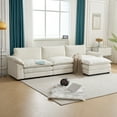 thumbnail image 5 of Ktaxon 120" W Sectional Sofa L Shaped Couch with Chaise Living Room Sleeper Set, 3 Seats with Chenille and Double Layer Cushions Beige, 5 of 11