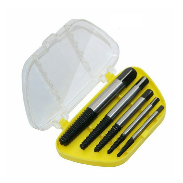 QualitChoice Damaged Screw Extractor Spiral DIY Rusted Broken Remover Drill Bits with Storage Case Box Color Random 5PCS/Set 1Set