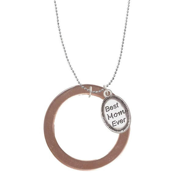 Delight Jewelry Acrylic 1 1/2" Ring Rose Goldtone Best Mom Ever Charm Necklace